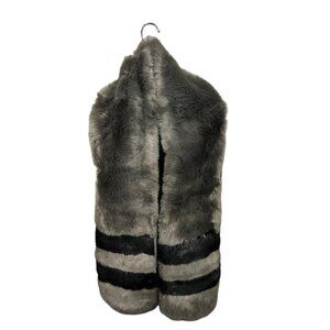 Free Press‎ Accessories Faux Fur Scarf Gray Black Striped NWT